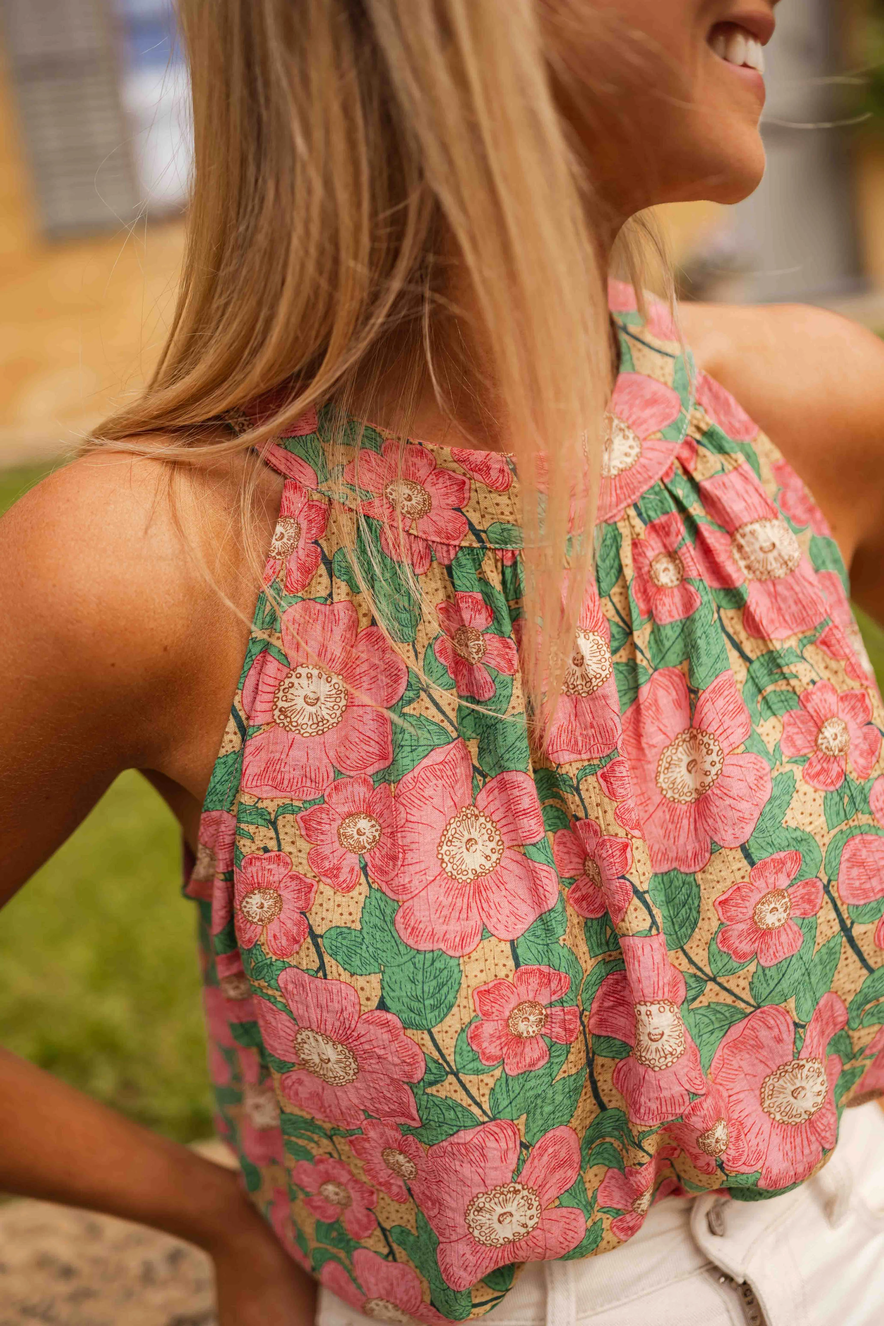 Yuna top - pink floral