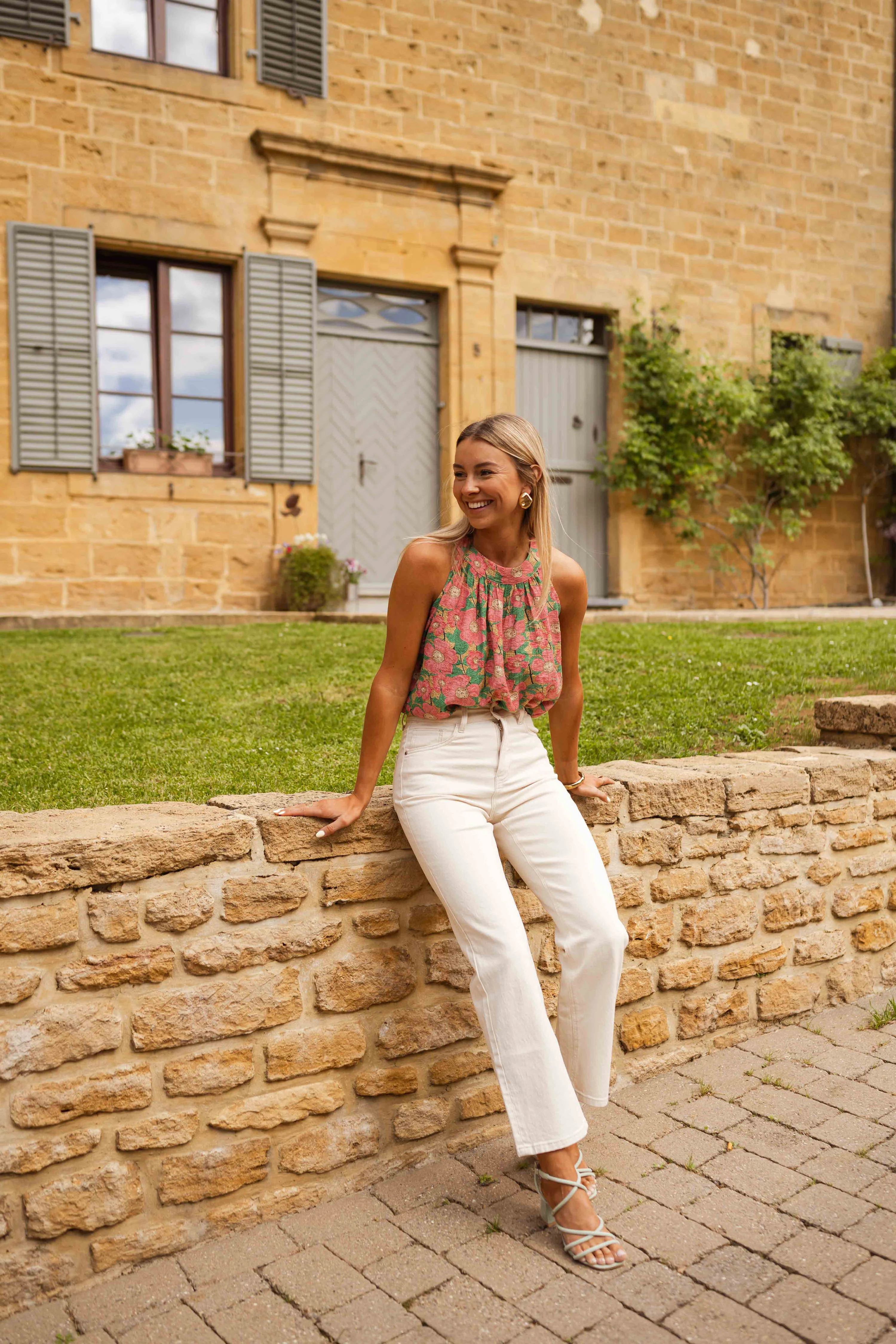 Yuna top - pink floral