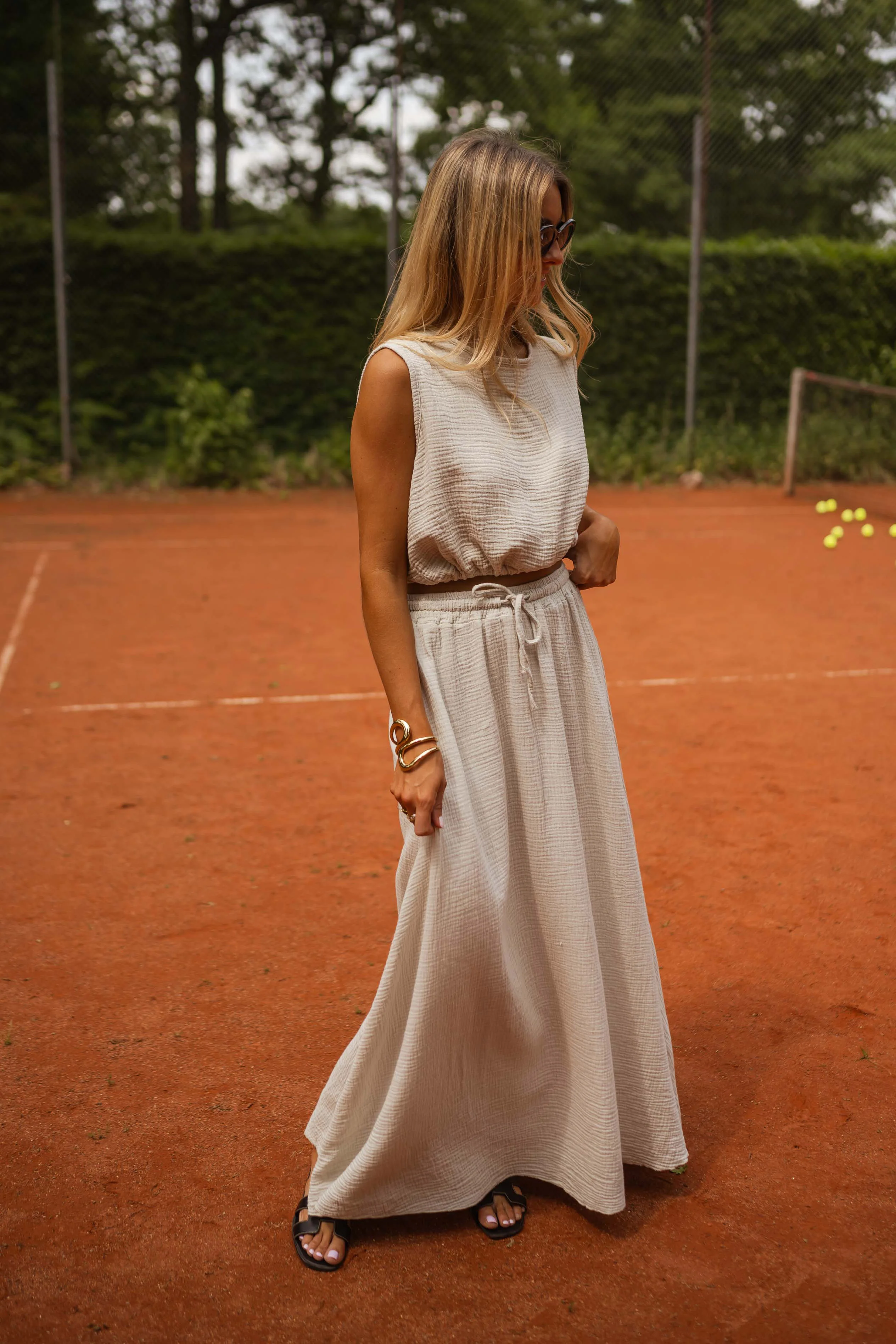 Alyssa skirt - beige cotton gauze