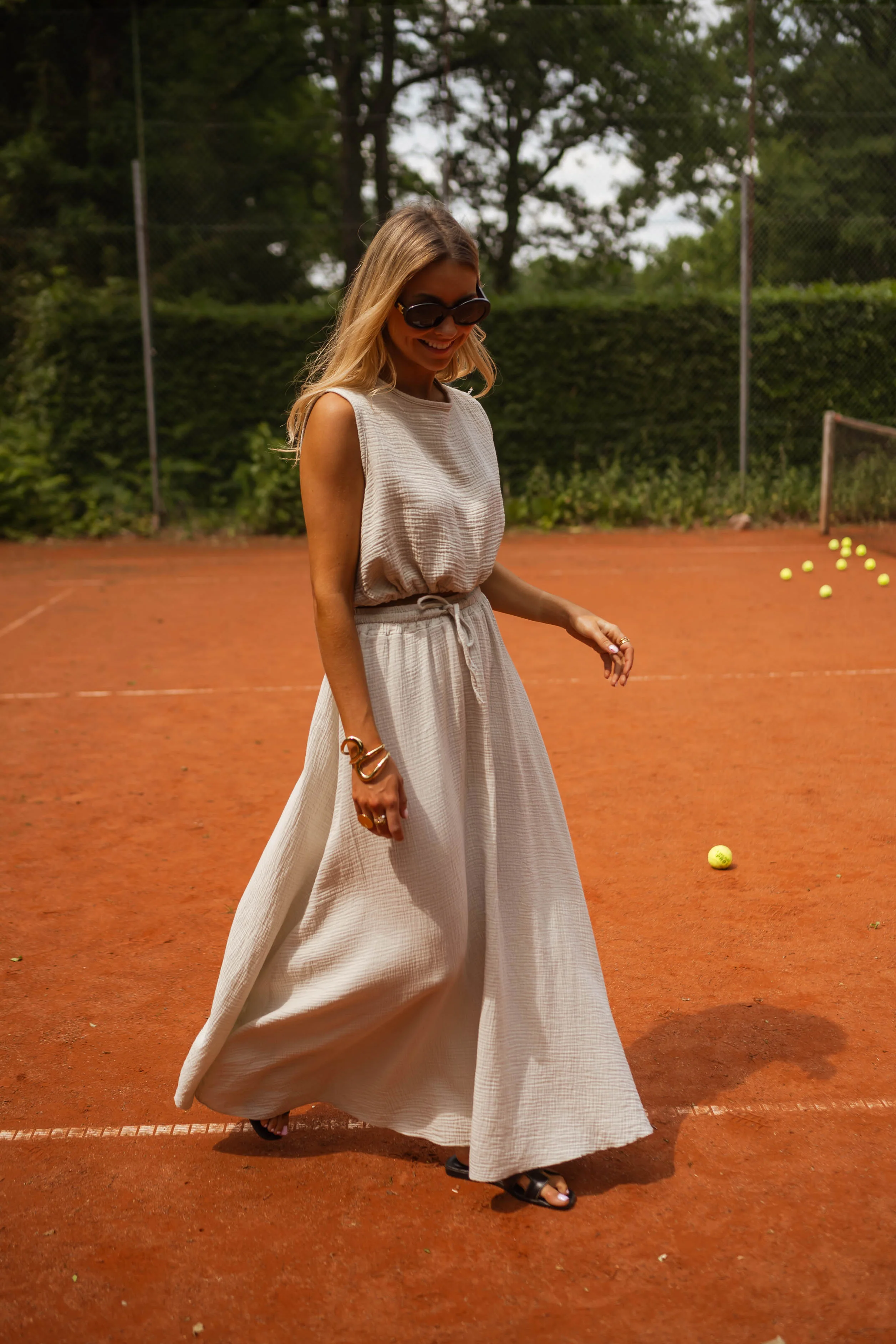 Salma top - beige cotton gaze