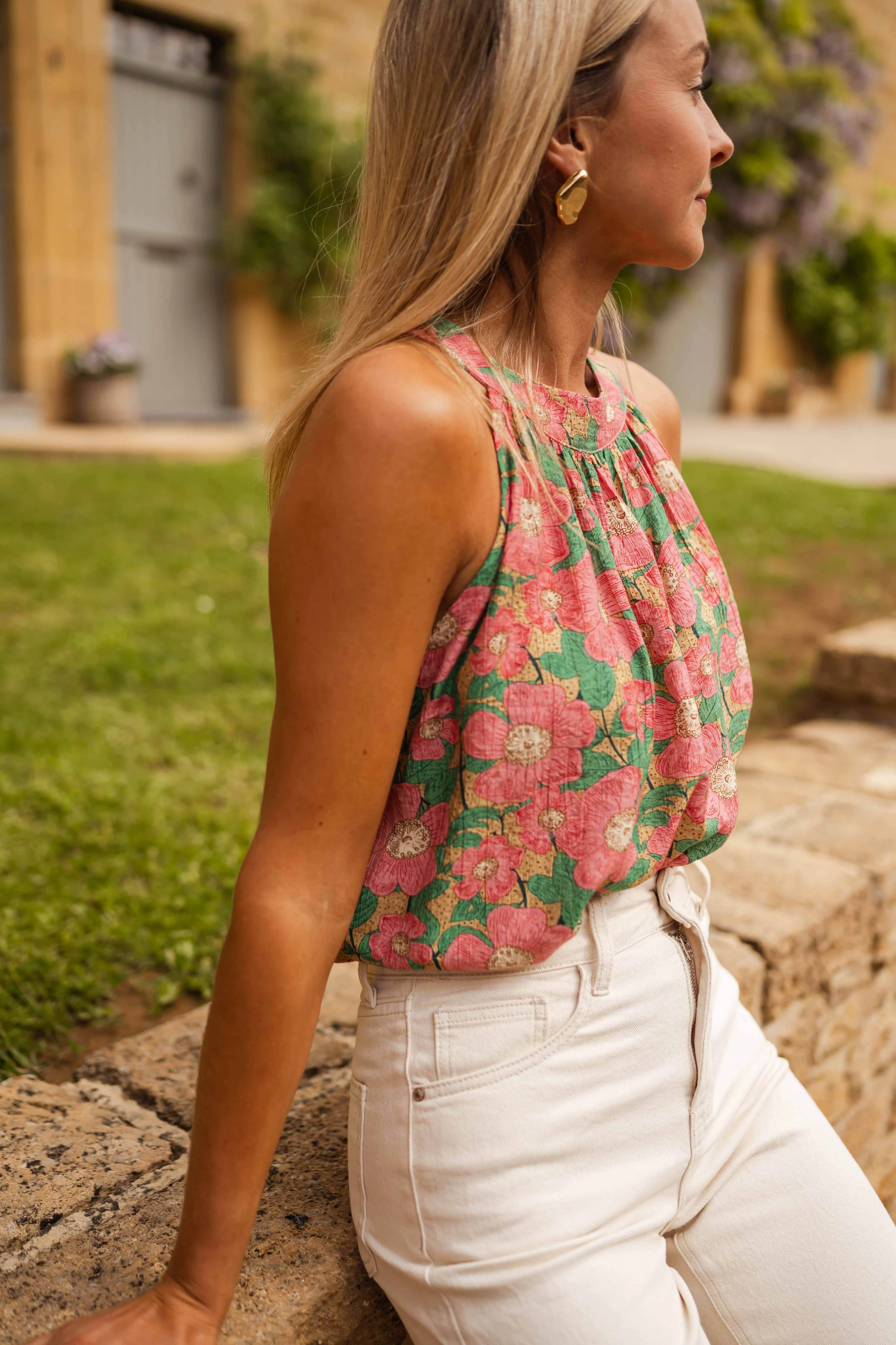 Yuna top - pink floral